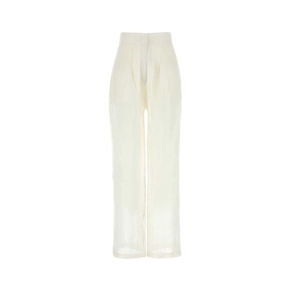 Le Kasha Women White Linen Sohag Wide-Leg Pant